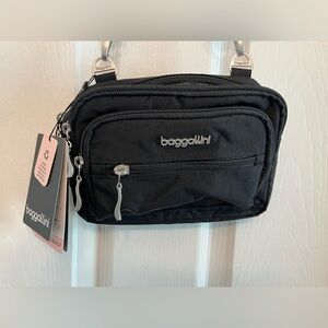 Baggallini Triple Zip Bag, Black with Sand Lining